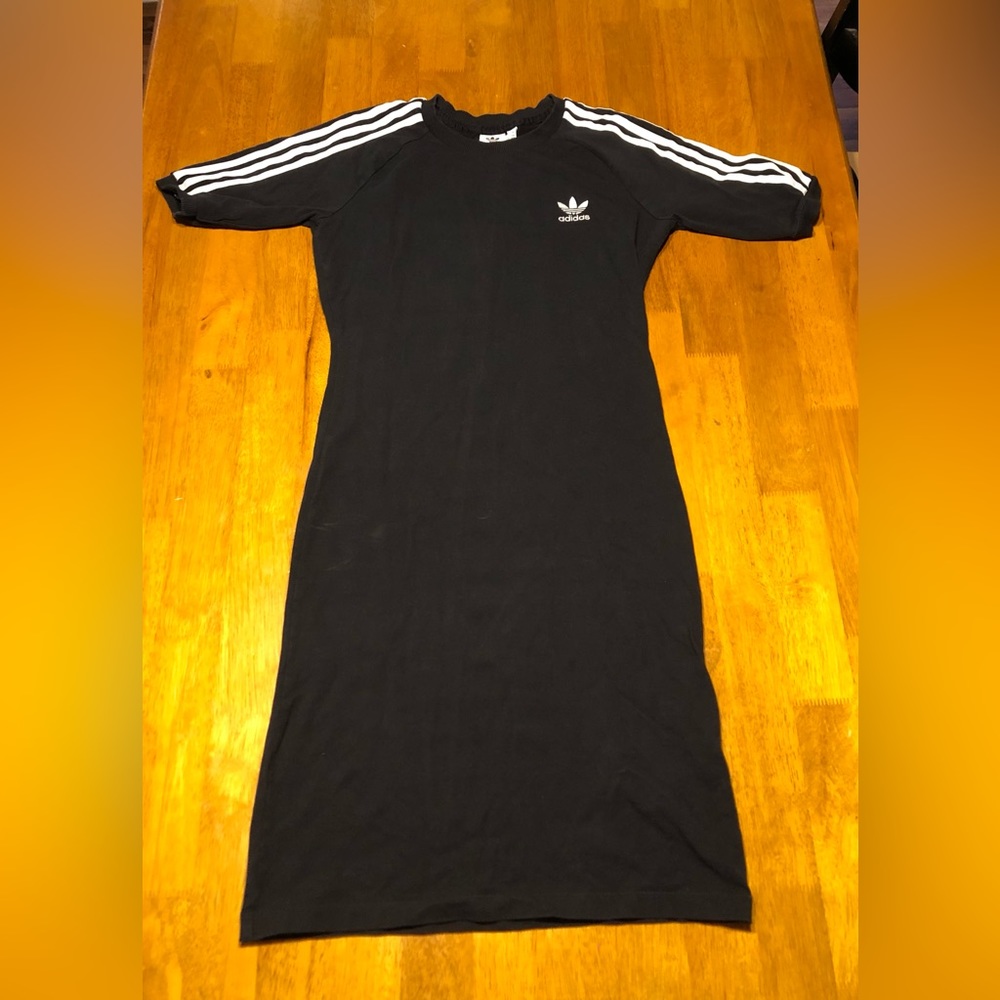 Adidas Black Dress with White Stripes